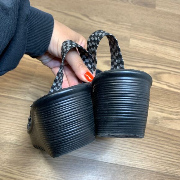 Bernie Mev Wedge Sandal Slip-On Open Toe Women’s Size 41 US 10 Black Blue Gray - Picture 4 of 11